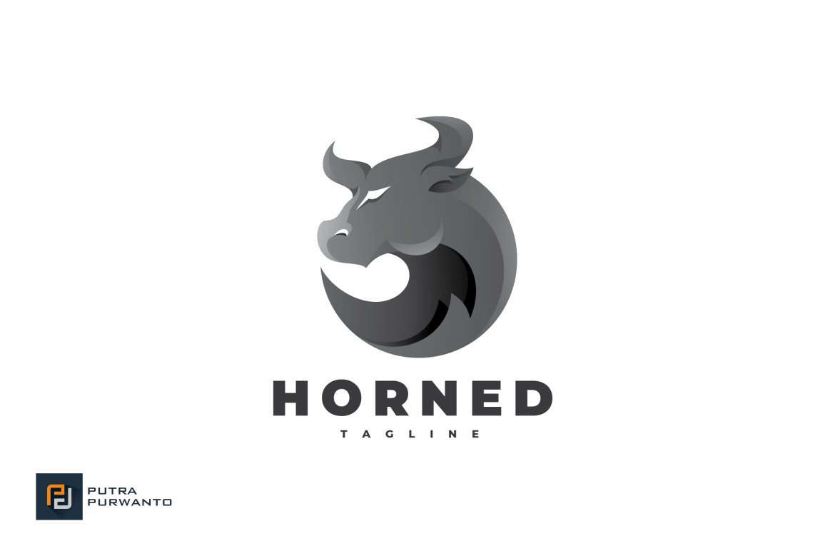 Bull Horned - Logo Template preview image.