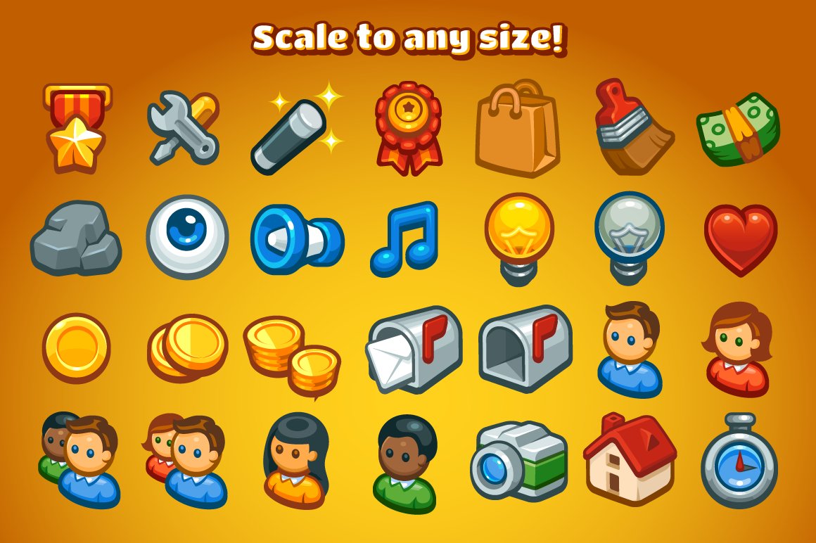 Casual Game Basic Icons Set preview image.