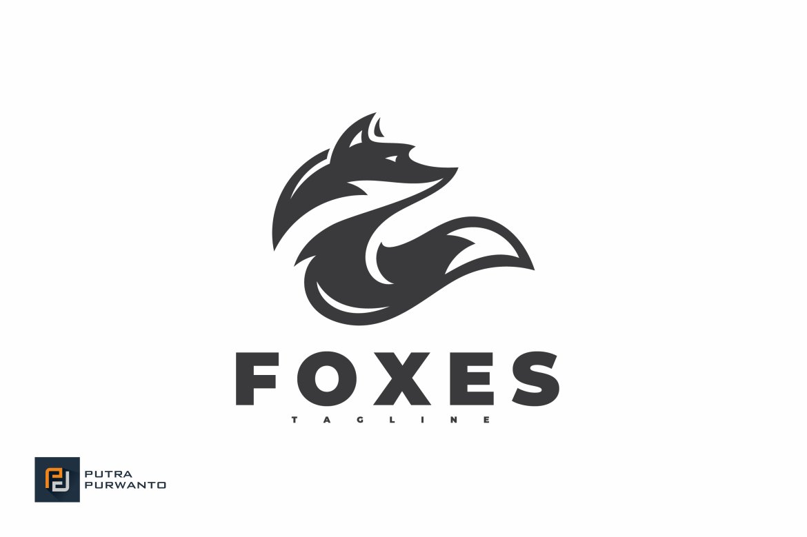 Abstract Fox Head Tail Logo preview image.