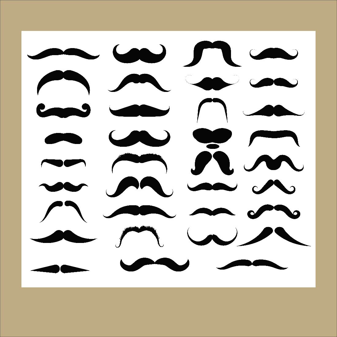 35 mustache vector silhouettes design bundle preview image.
