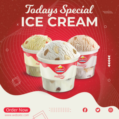 ice cream concept social media post template cover image.