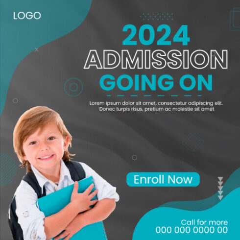 school admission social media post and web banner template cover image.