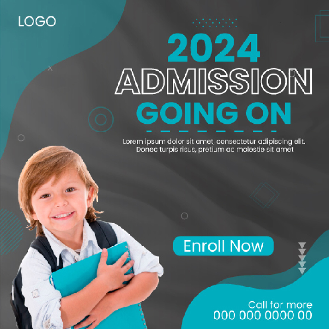 school admission social media post and web banner template cover image.