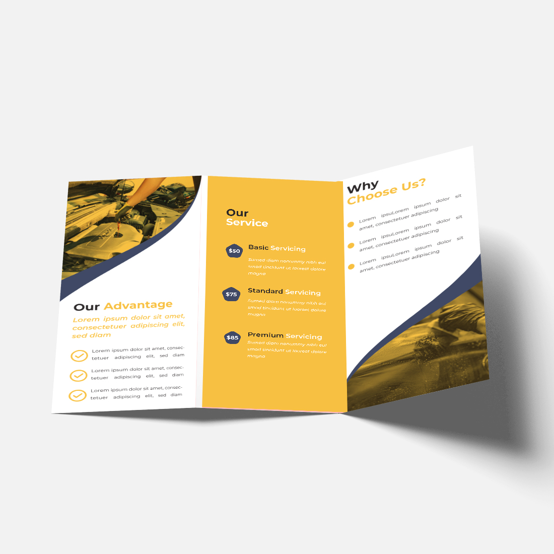 Car Servicing Brochure Template preview image.