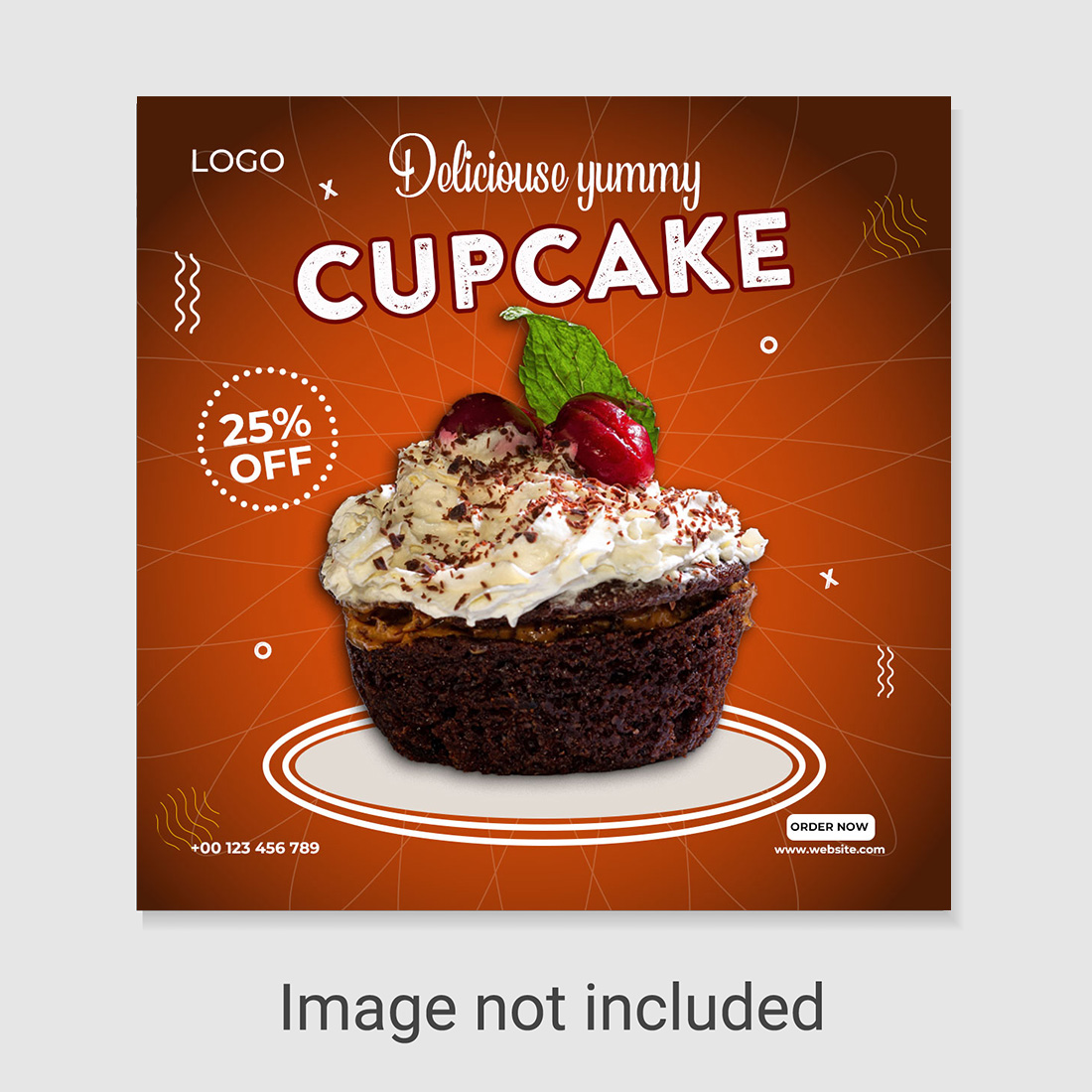 cupcake social media Instagram post design template preview image.