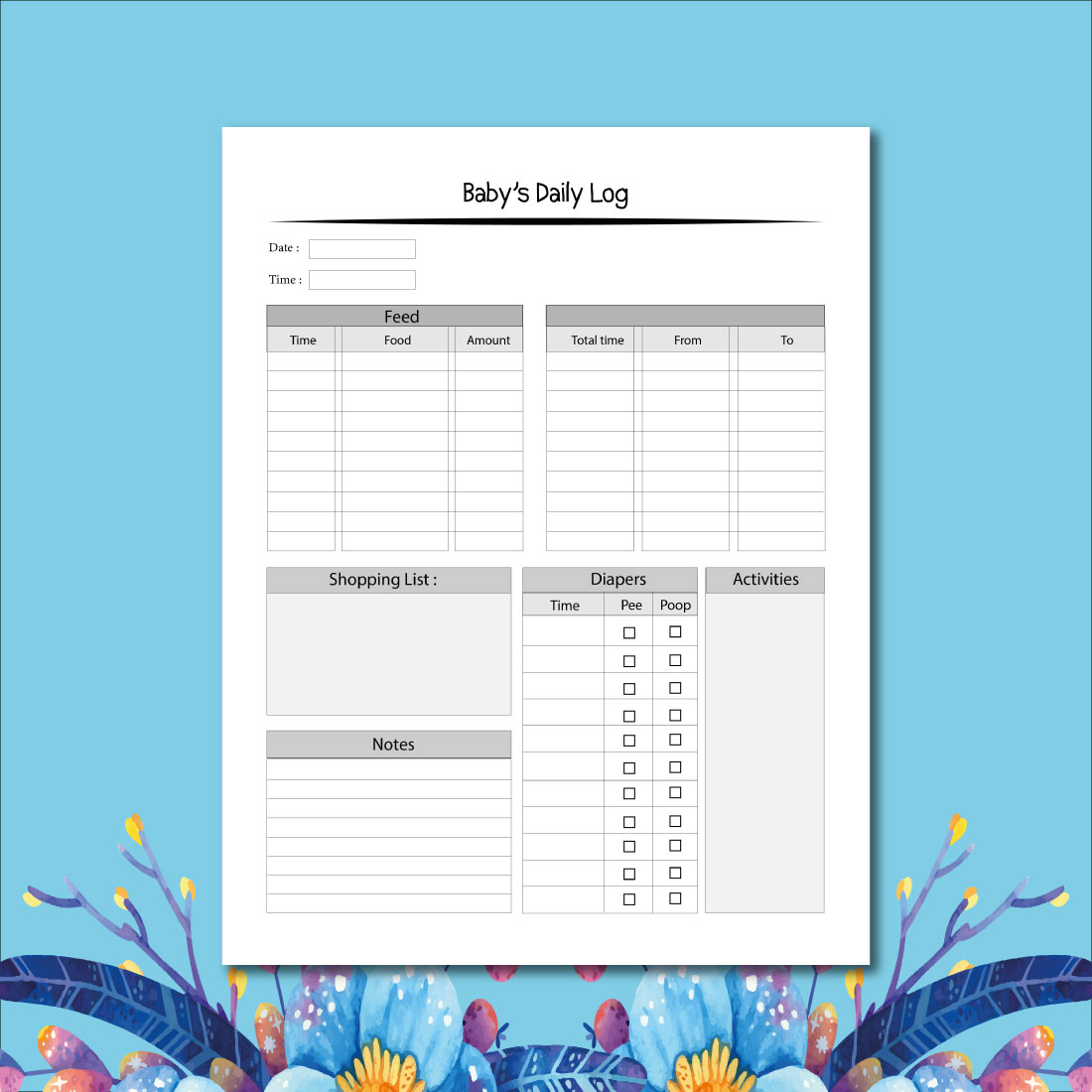 Baby's Daily Log Book - KDP Interior preview image.