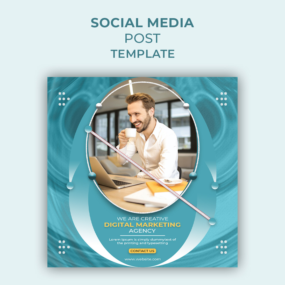 Digital marketing social media post template design preview image.