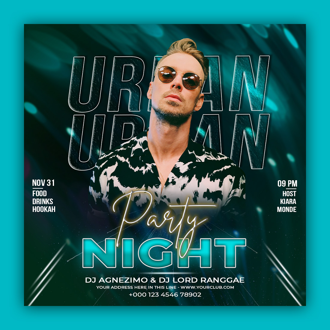 Urban night Party Flyer & Social Media Post Templates preview image.