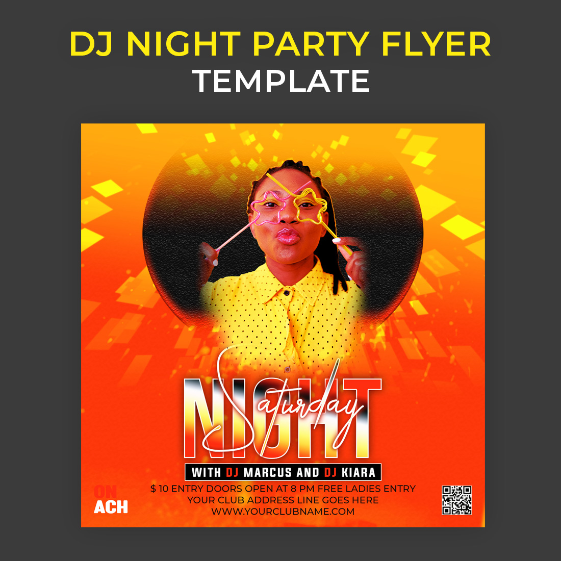 DJ club night Party Flyer Template / Instagram Banner psd - MasterBundles