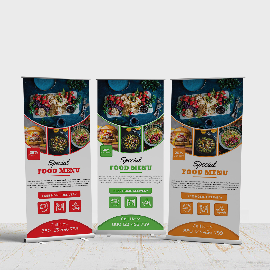 Special food Roll-Up banner Template Design preview image.