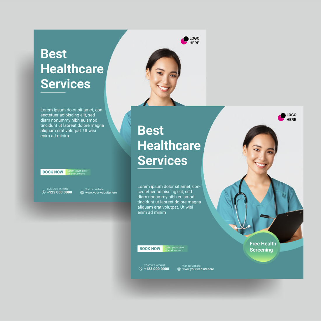 Medical healthcare services social media and instagram post template preview image.