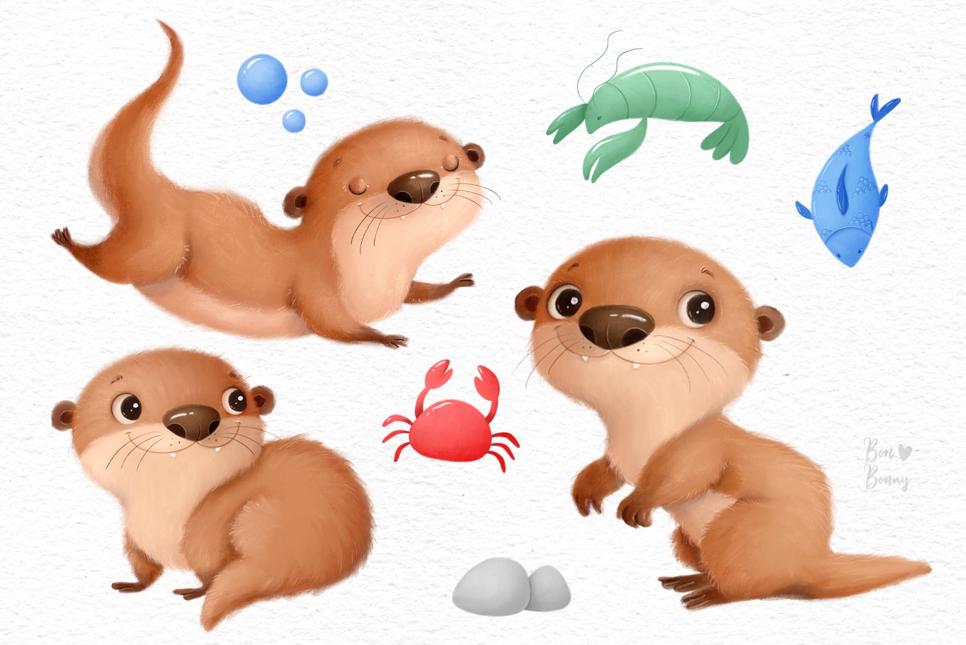 Cute Otter Clipart preview image.