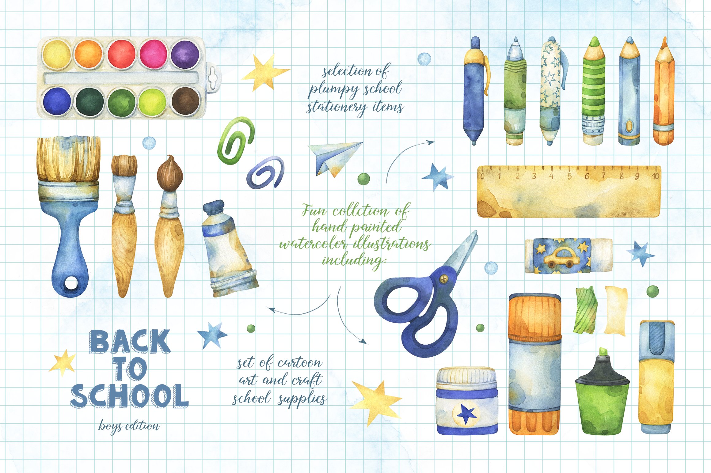 Back to School Boys edition clipart preview image.