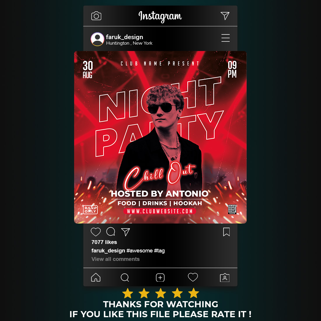 DJ Party Flyer Social Media Post preview image.
