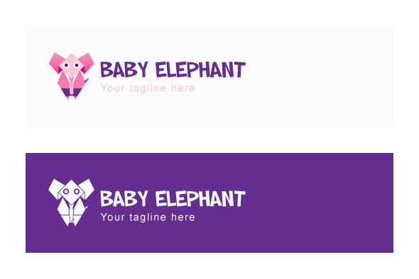 Baby Elephant Stock Logo Template preview image.