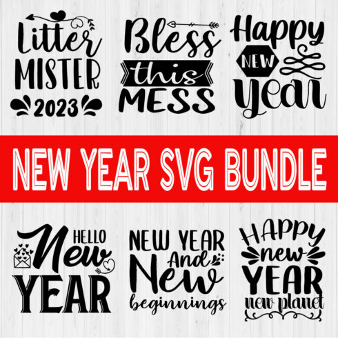 Happy new year Svg Bundle Vol1 cover image.