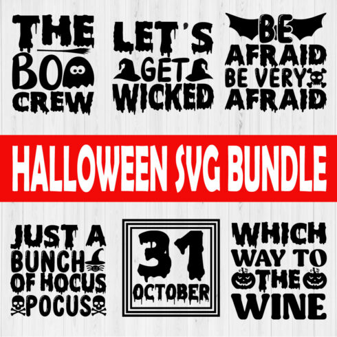 Halloween Svg Typography Design Bundle Vol5 cover image.