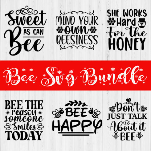 Funny Bee Svg Quotes Set Vol5 cover image.