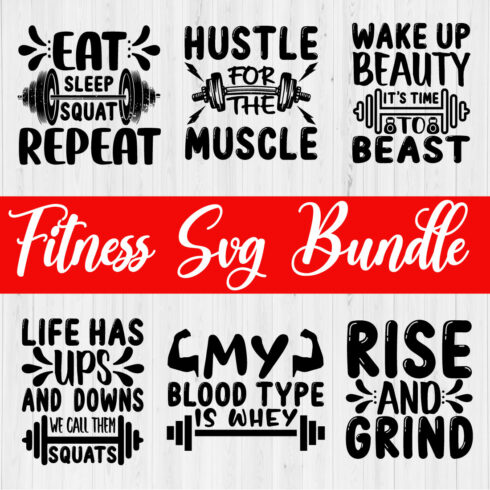 Fitness Svg Typography Design Bundle Vol5 cover image.