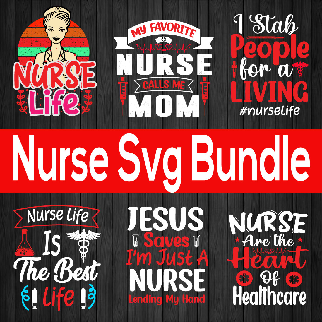 Nurse Svg Quotes Design Bundle Vol3 preview image.