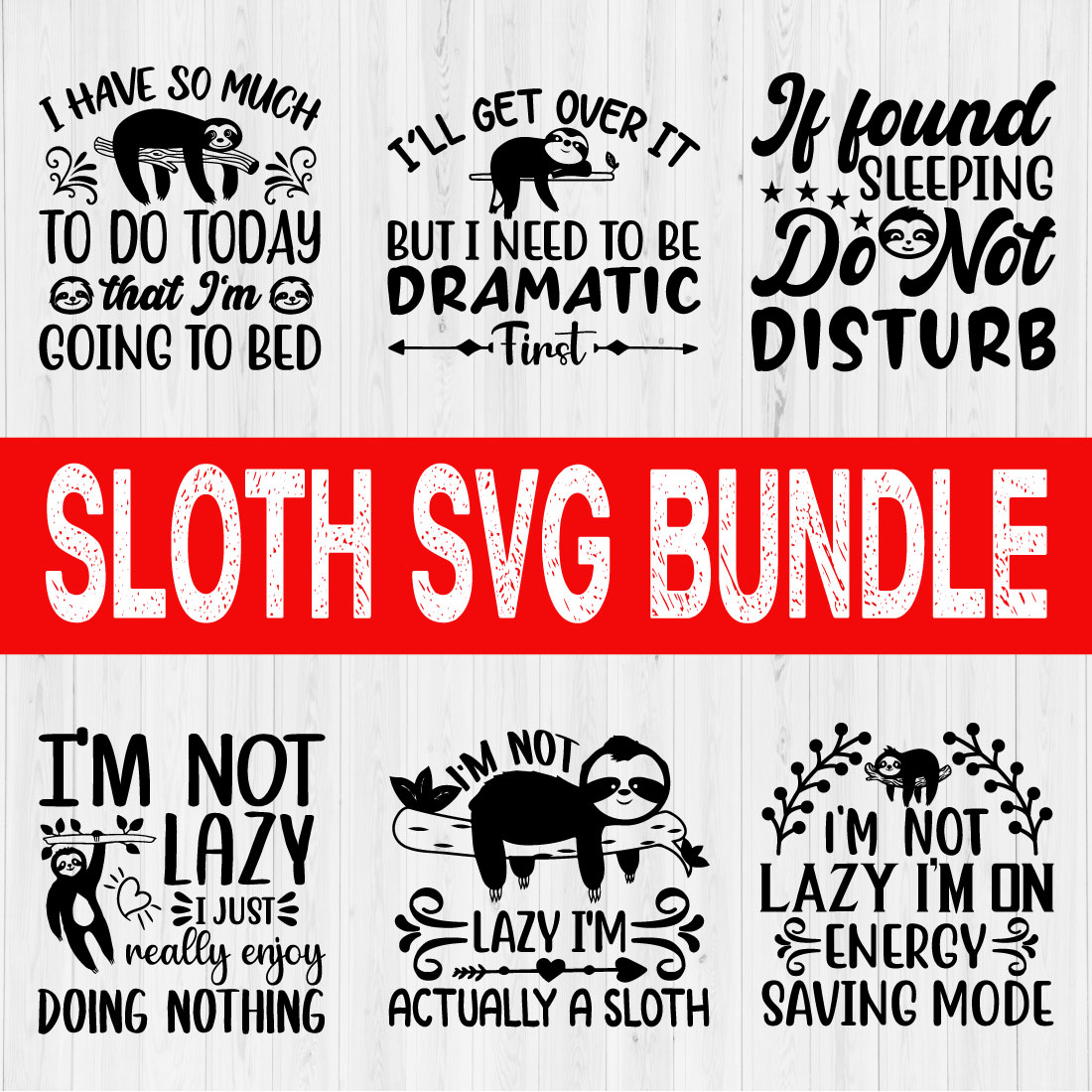 Sloth T-shirt Design Bundle Vol4 preview image.