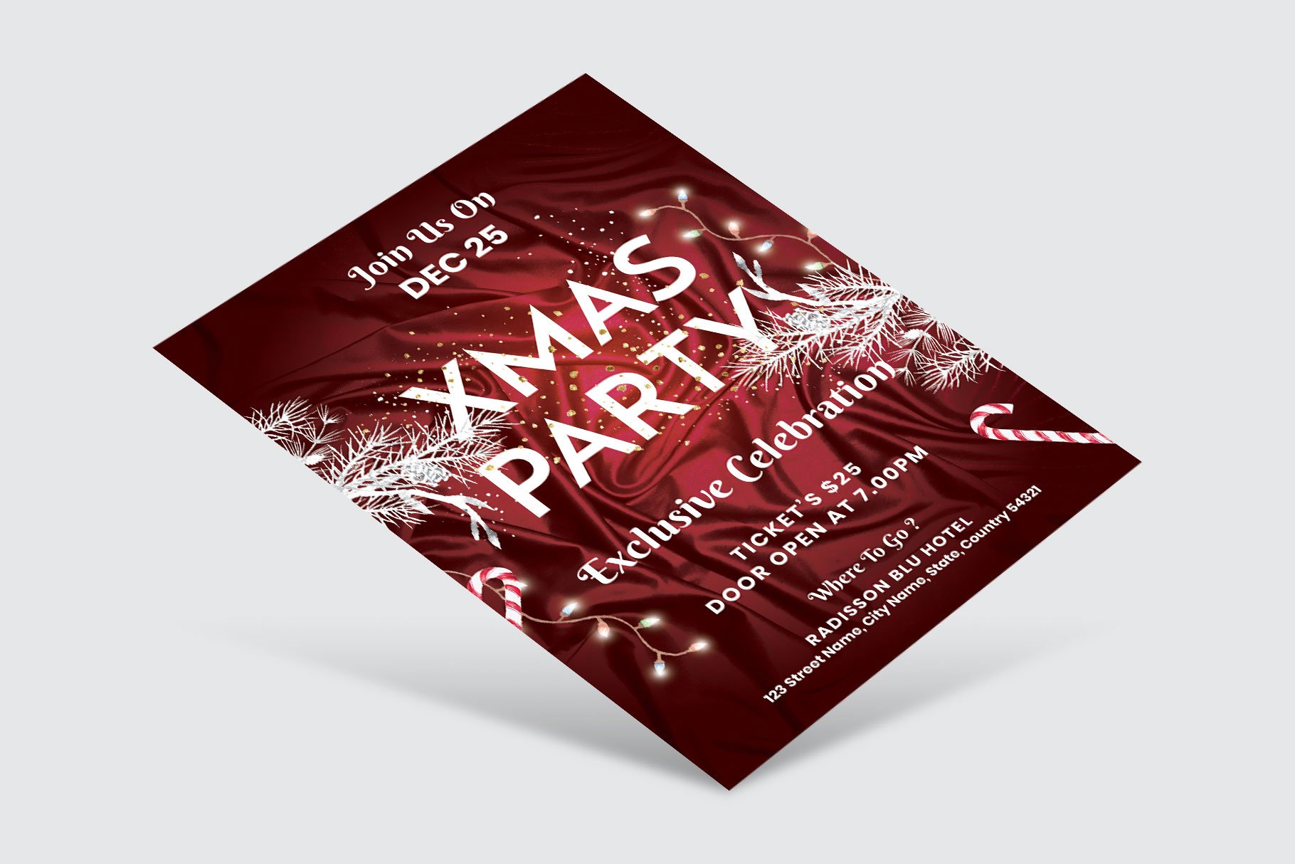 Xmas Party Flyer Template preview image.