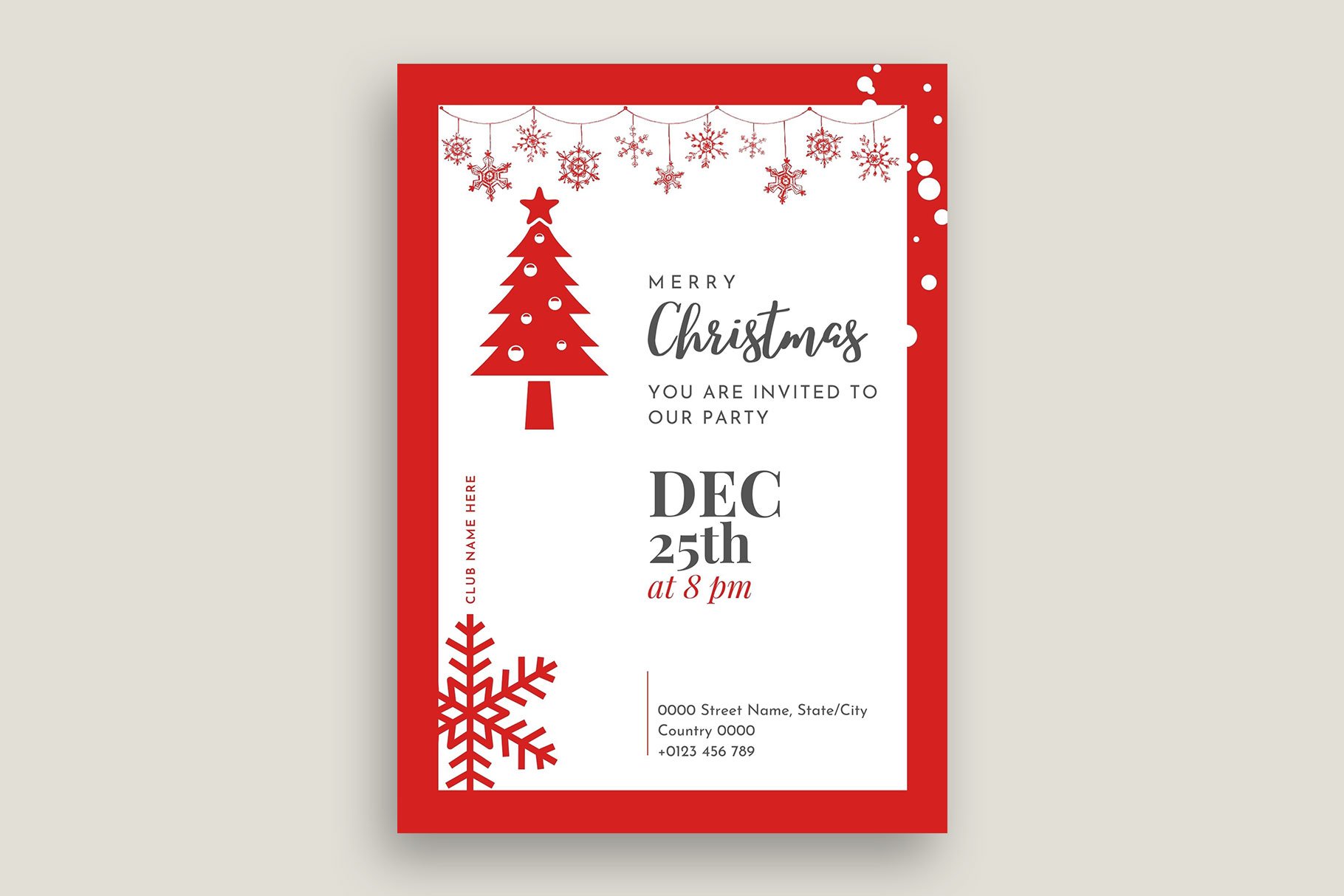 Canva Christmas Invitation Card preview image.