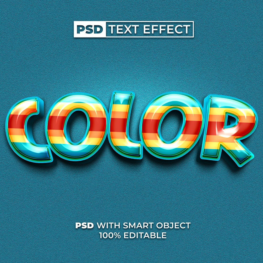 PSD 3D Color Text Effect Colorful Style cover image.