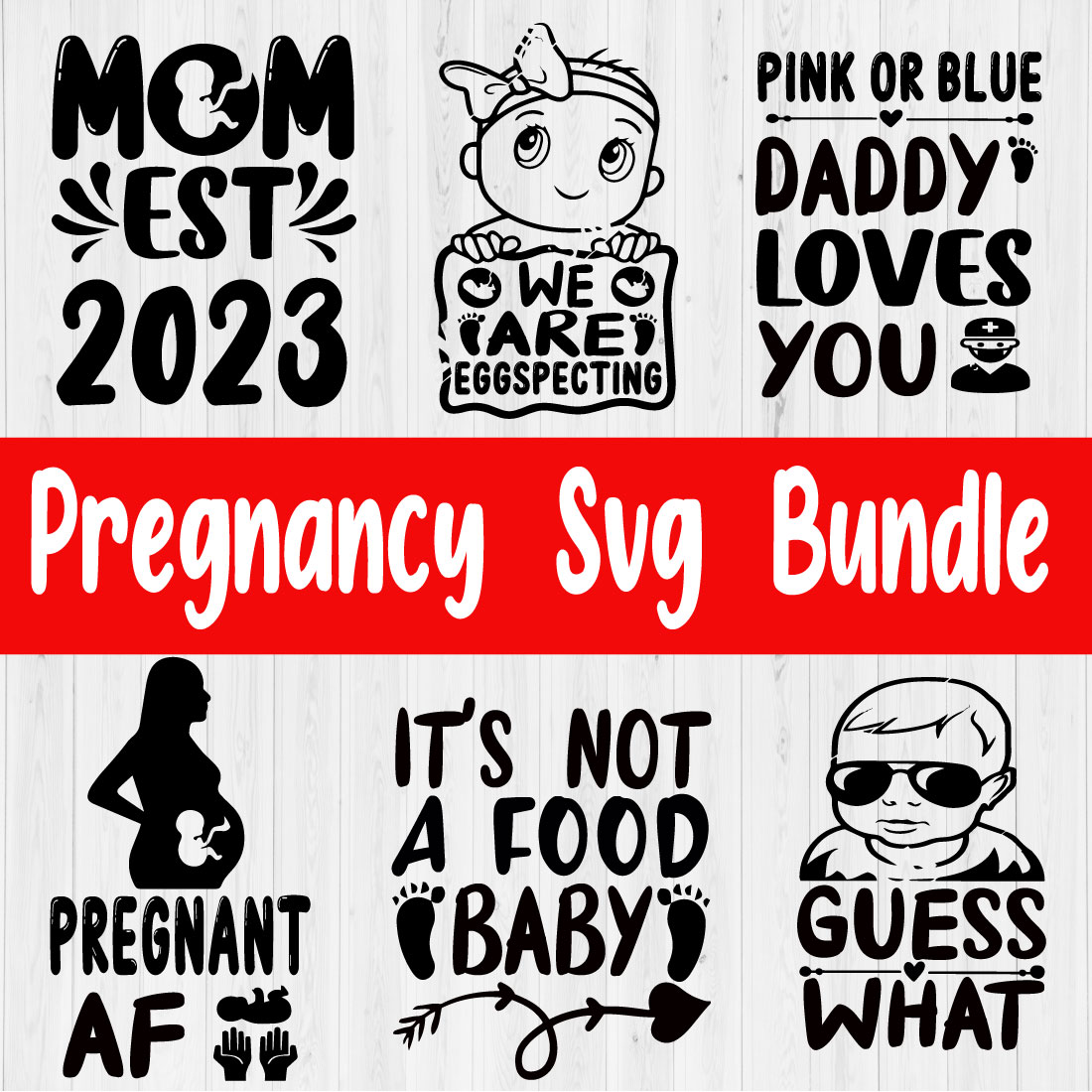 Pregnancy Svg T-shirt Design Bundle Vol7 preview image.