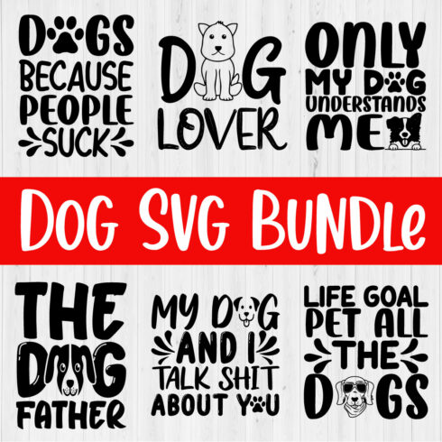Dog Svg Typography Design Bundle4 cover image.