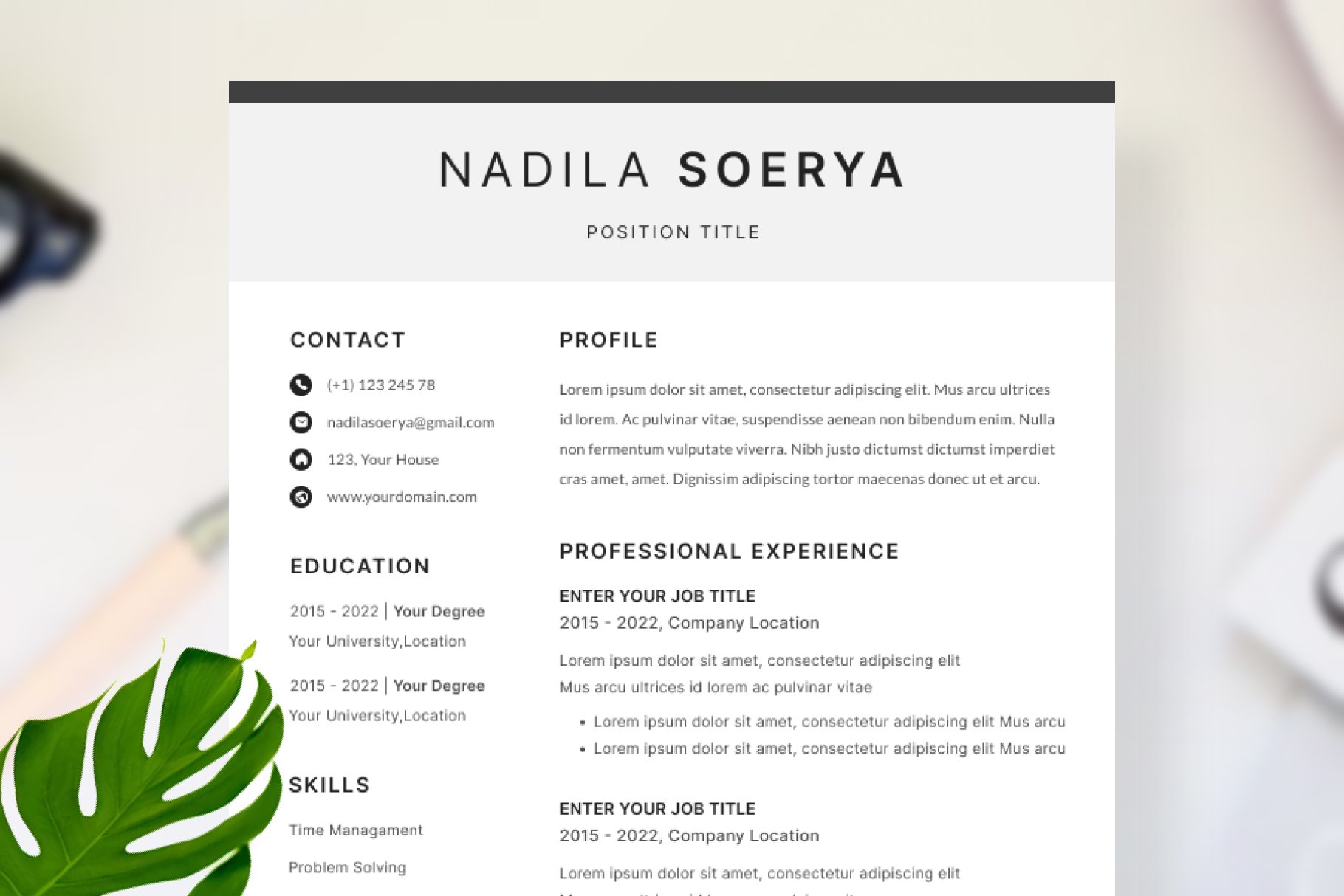 Cv/Resume & Cover Later Minimalist preview image.