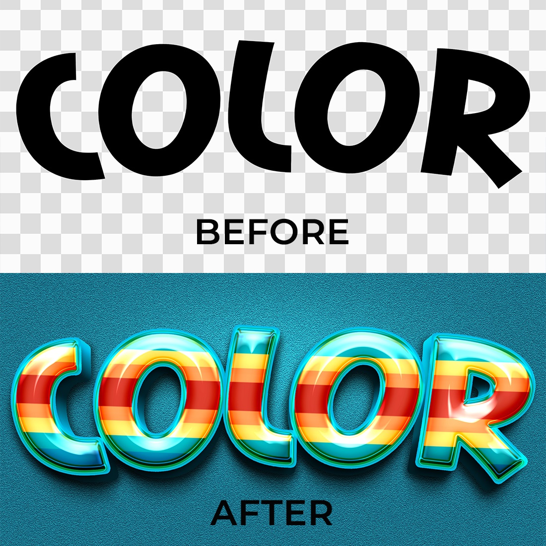 PSD 3D Color Text Effect Colorful Style preview image.