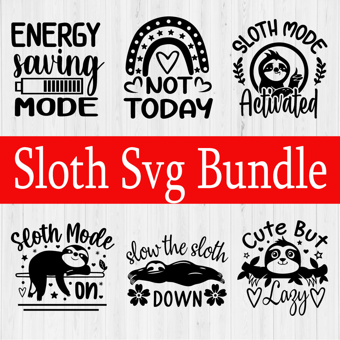 Sloth Svg Bundle Vol1 preview image.