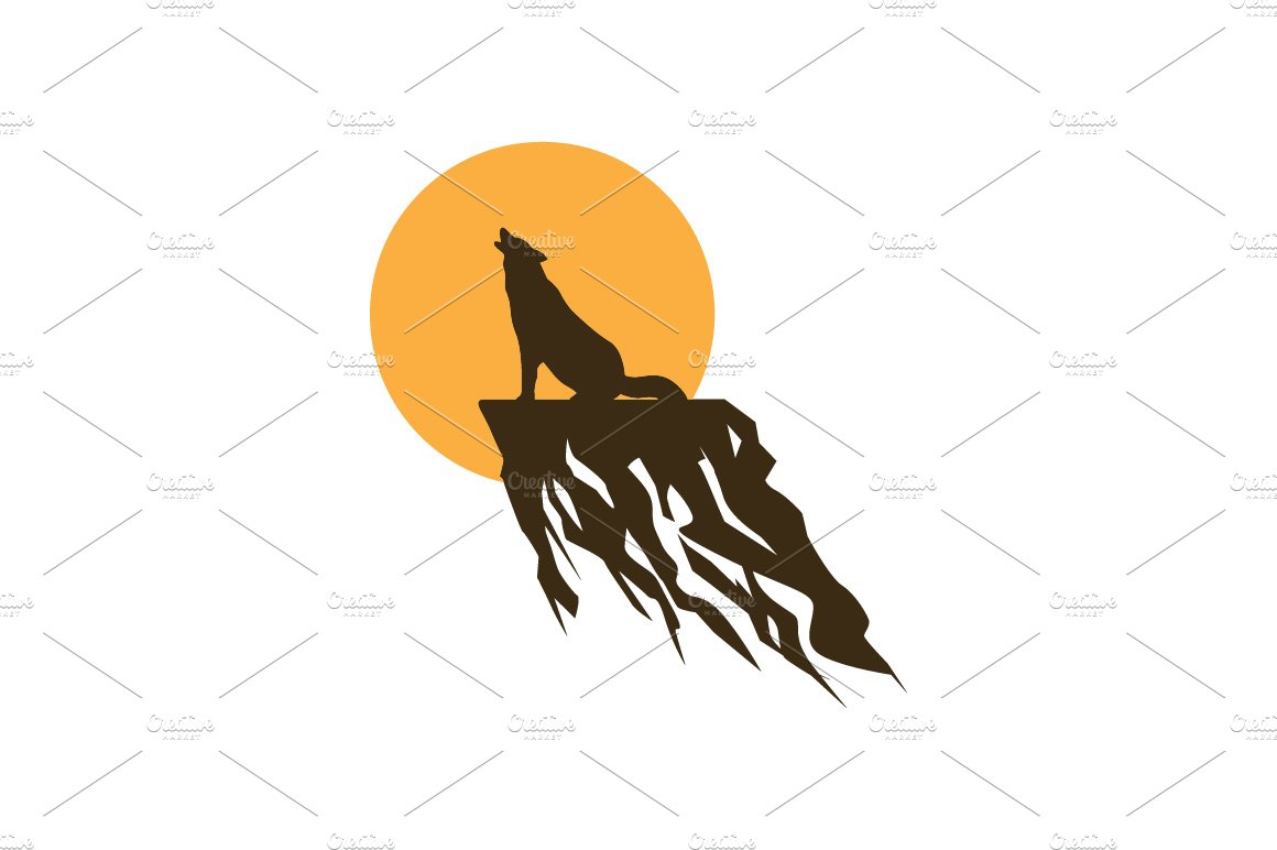 Wolf Howl at Full Moon Illustration preview image.