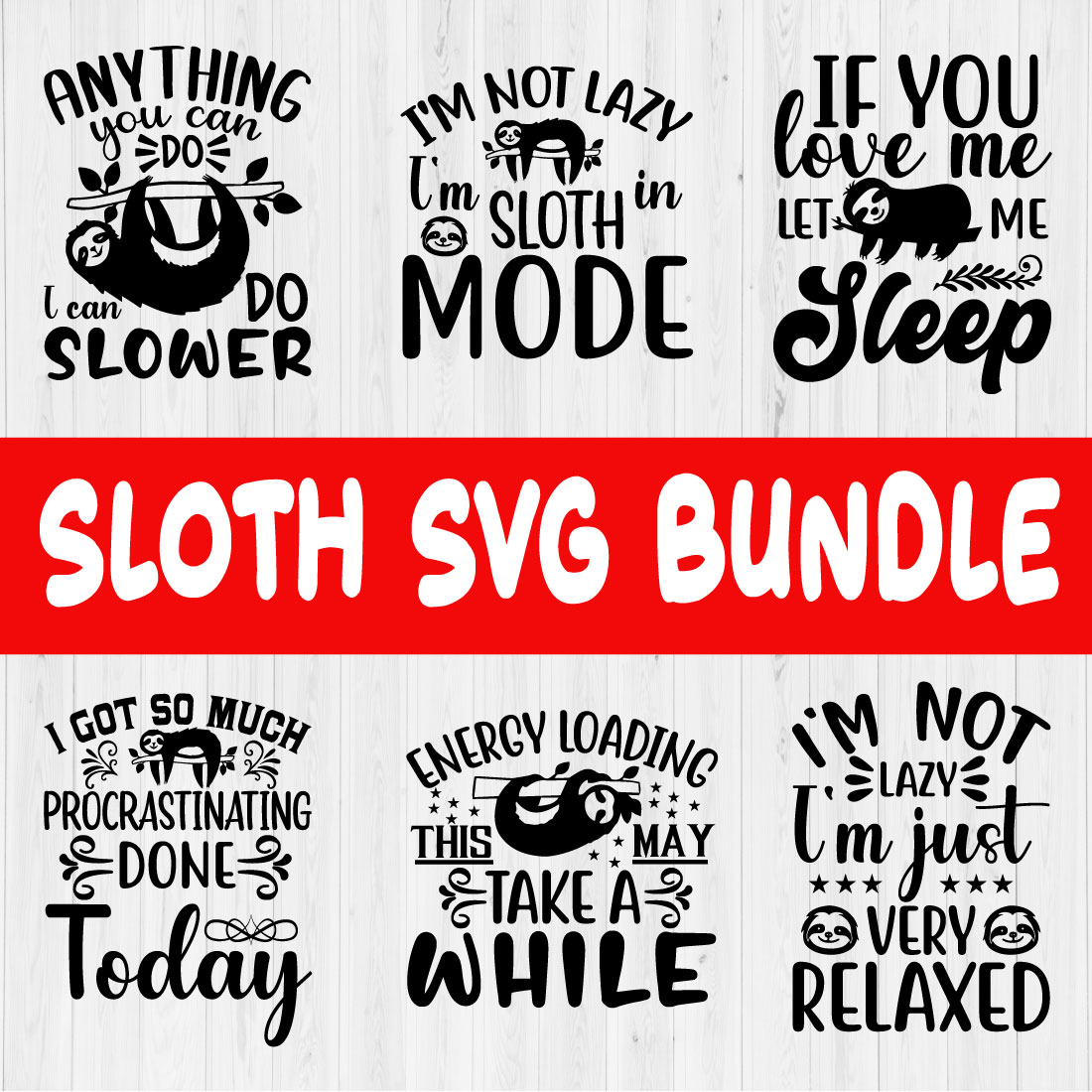Sloth Typography Design Bundle Vol6 cover image.