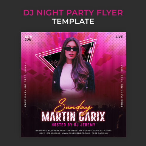 DJ Party Flyer Photoshop Template PSD cover image.