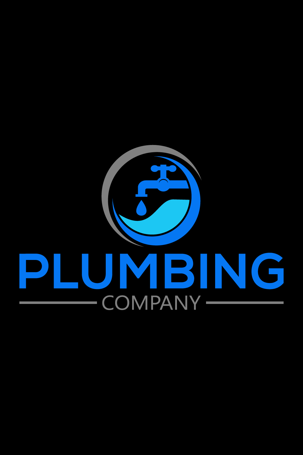 Plumbing company logo design, Vector design template pinterest preview image.