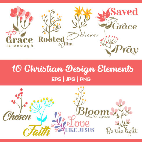 10 Christian Design Elements | EPS | JPG | PNG | cover image.