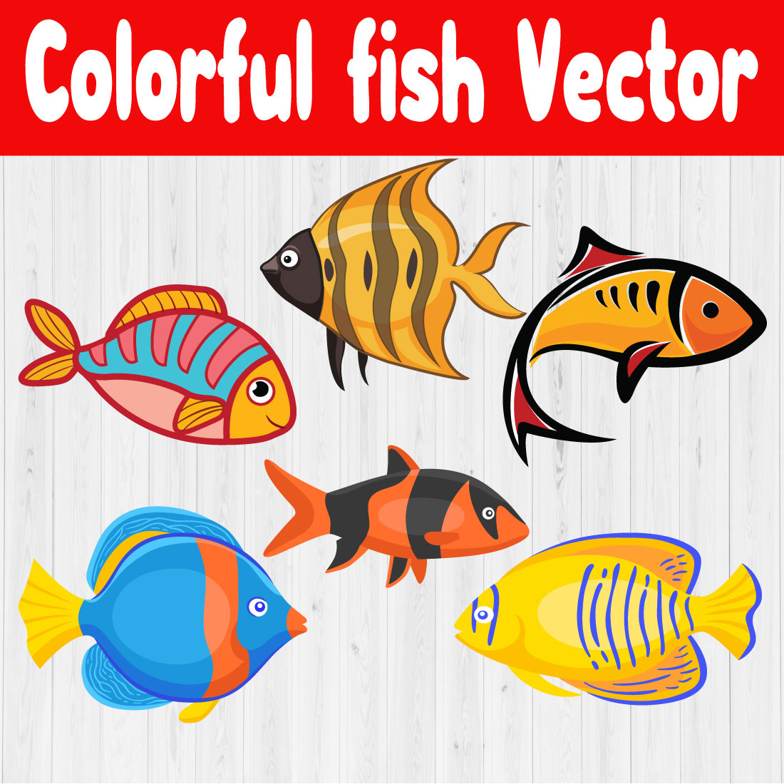 Colorful Fish Vector Set vol2 preview image.
