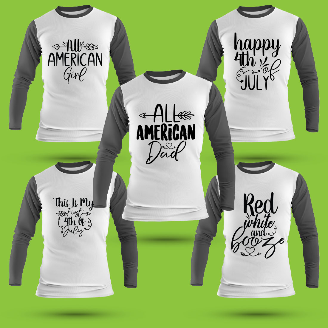 Set of four shirts with different sayings.