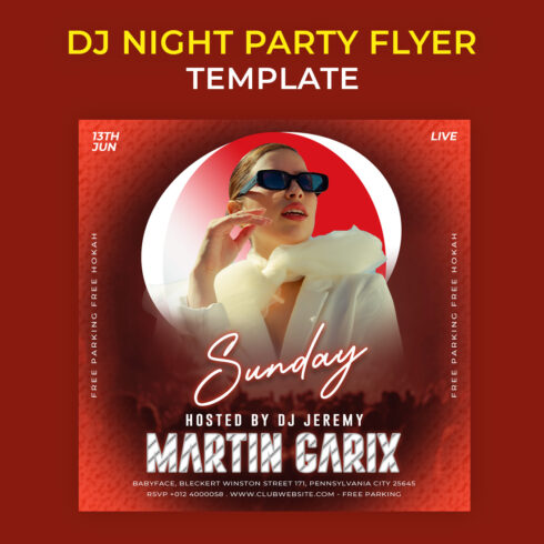 DJ Night Party Flyer Photoshop Template PSD cover image.