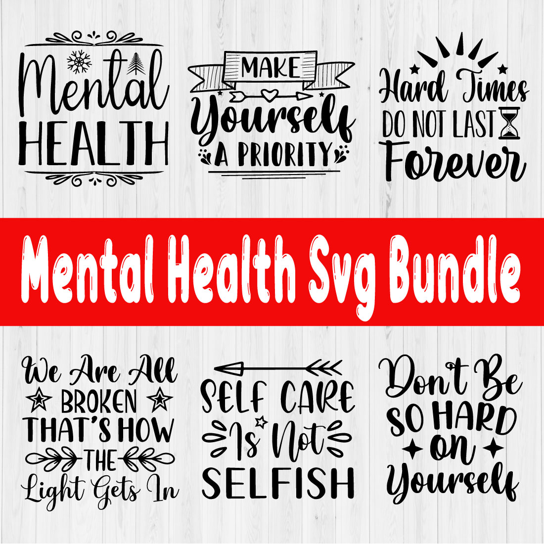 Mental Health Svg Bundle Vol1 preview image.