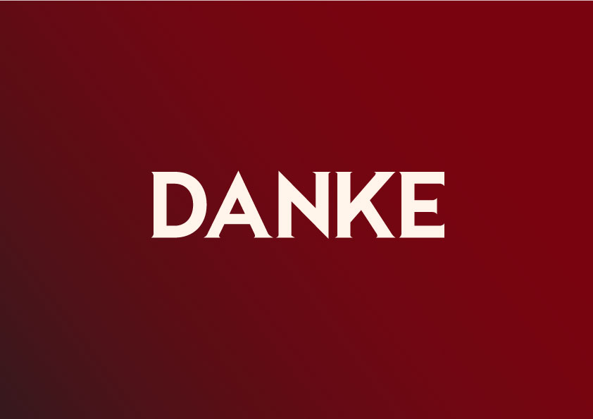 The word danke on a red background.