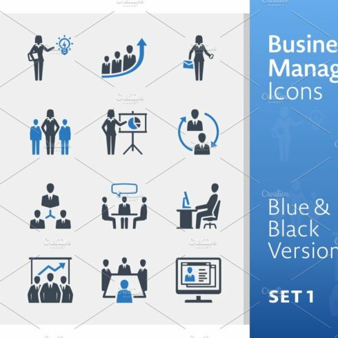 Business Management Icons 1 | Blue cover image.
