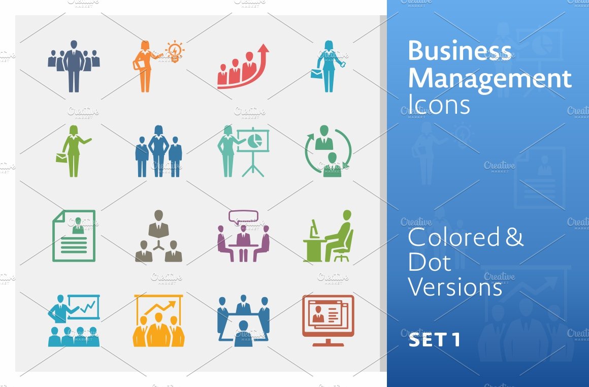 Colored Business Management Icons 1 cover image.