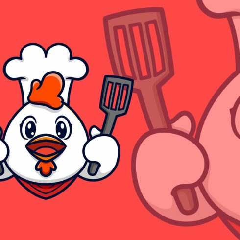 Chef Chicken Spatula Logo Mascot cover image.