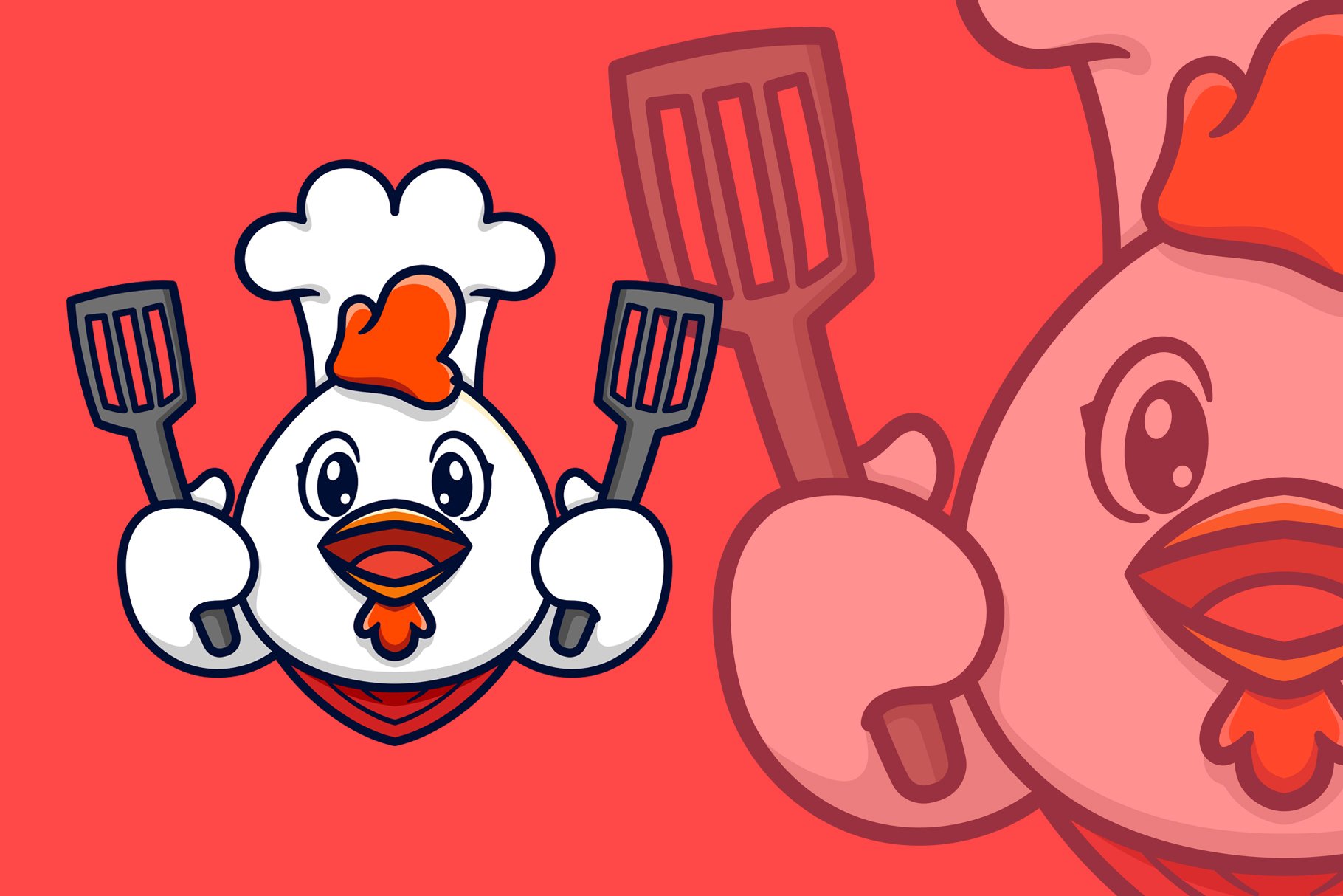 Chef Chicken Spatula Logo Mascot cover image.
