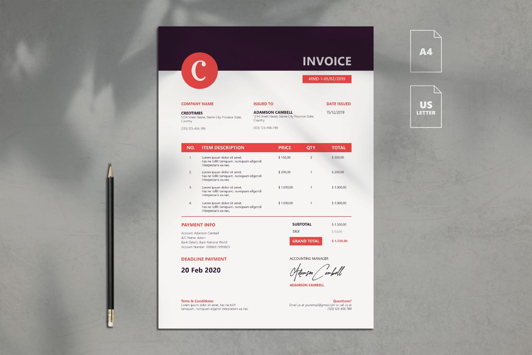 Business Invoice Template Vol. 4 cover image.
