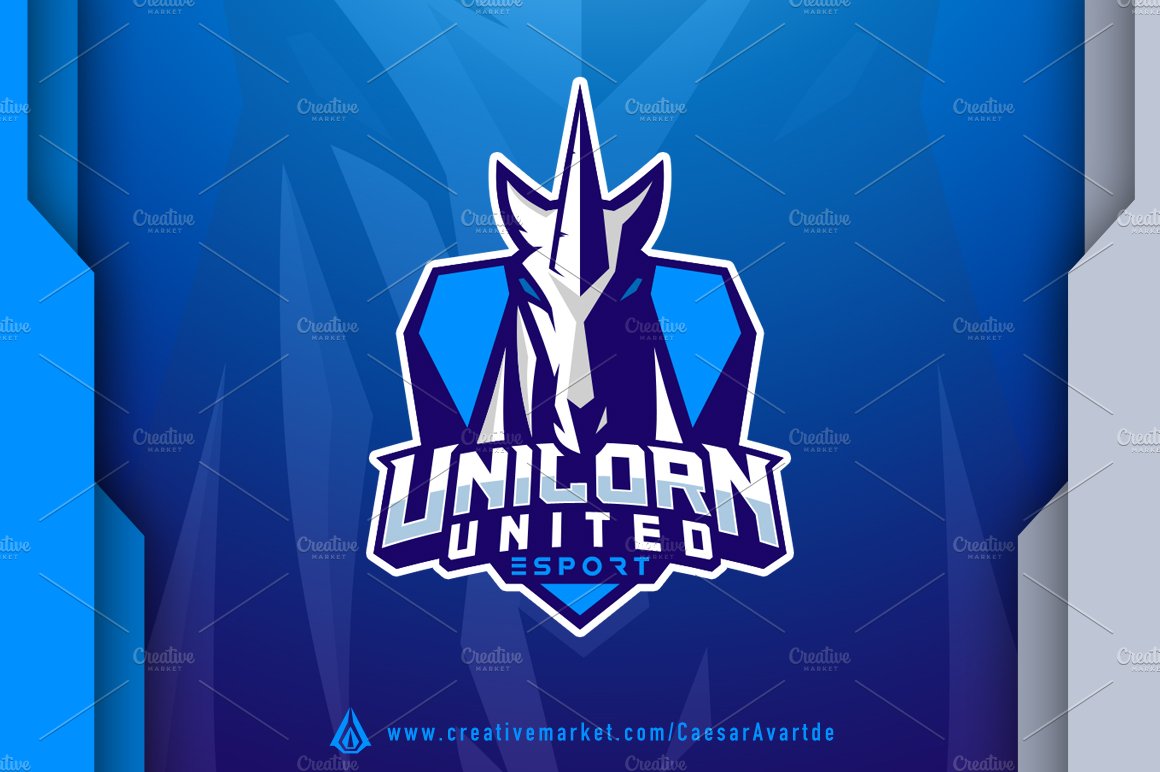 Unicorn Esport Logo Template cover image.
