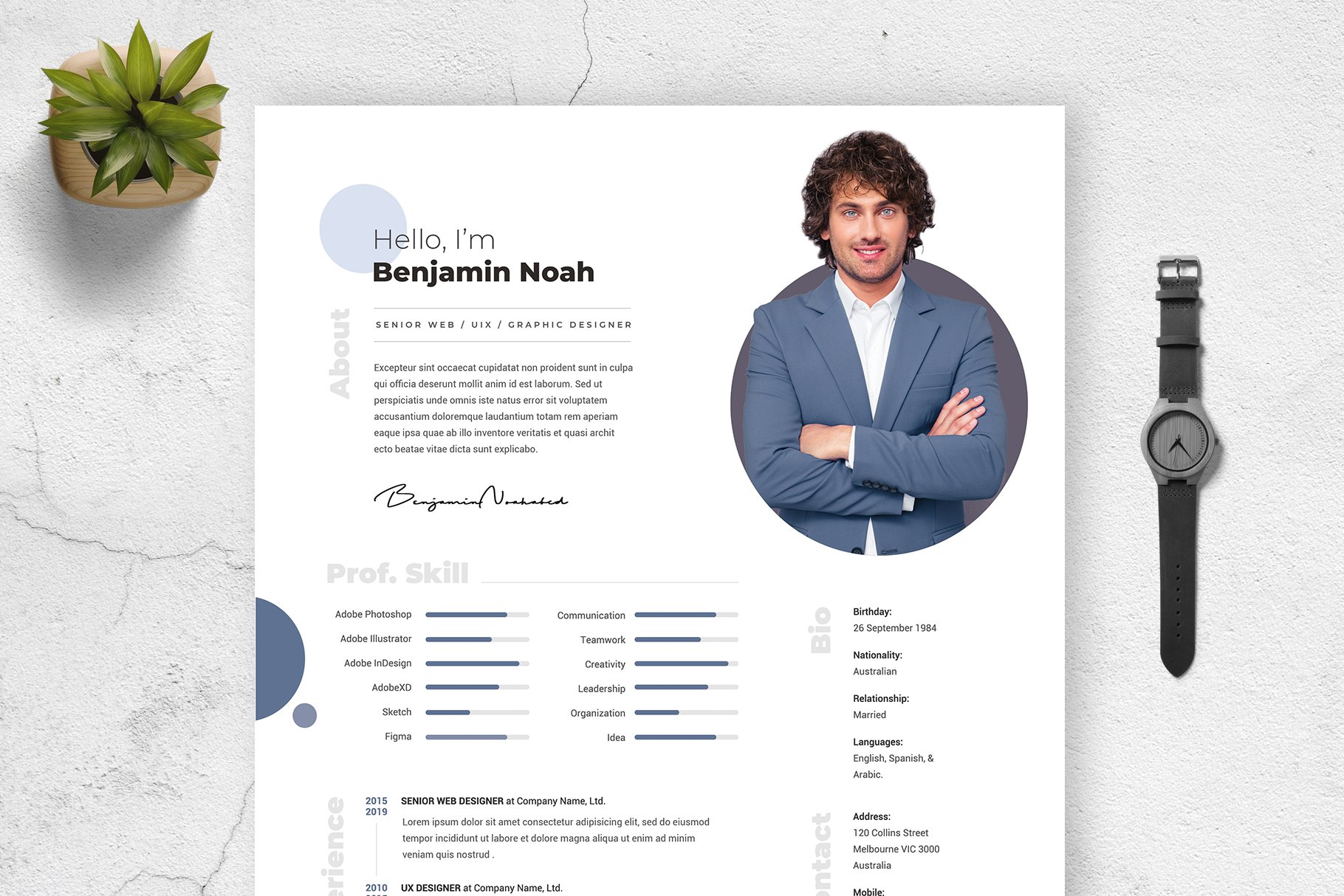Resume CV Template 13 preview image.